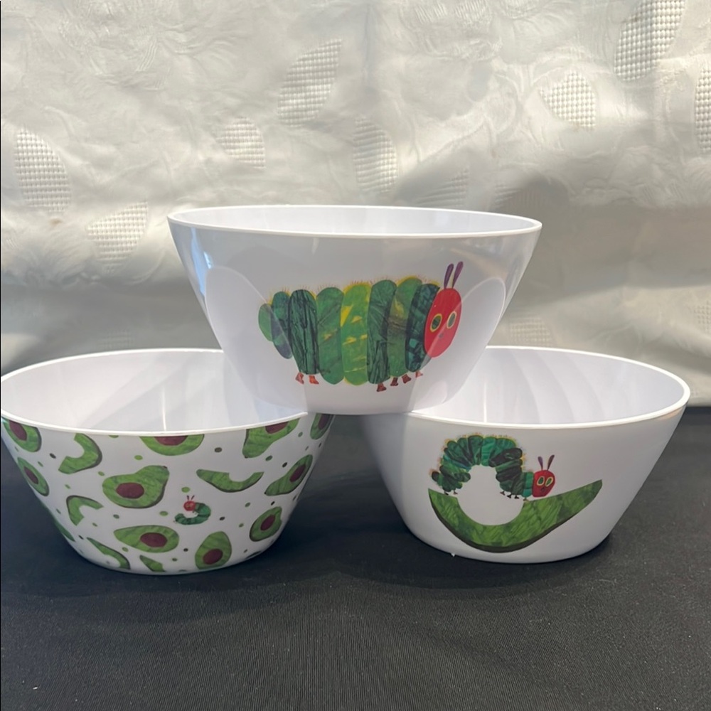 Eric Carle The Very Hungry Caterpillar 3 cereal bowls-NEW